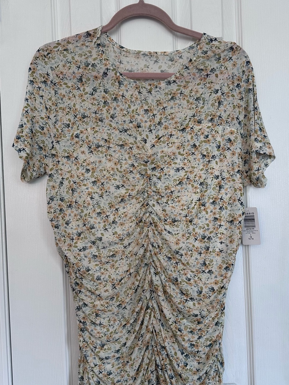 Torrid Floral Mesh Ruched Tunic - Picture 2 of 6